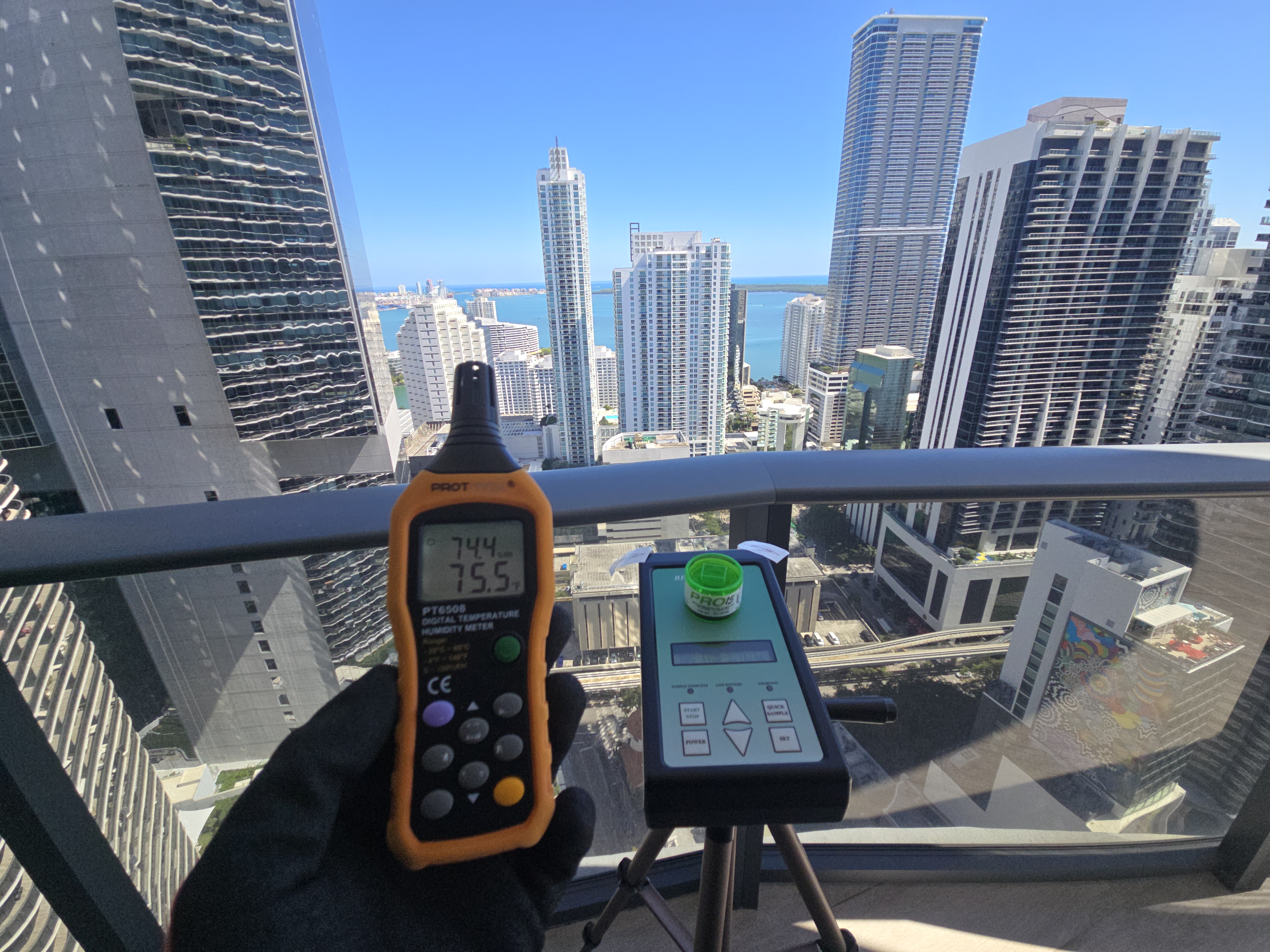 Apex field instrumentation positioned on a South Florida high-rise balcony